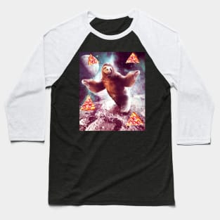 Funny Space Sloth With Pizza Baseball T-Shirt